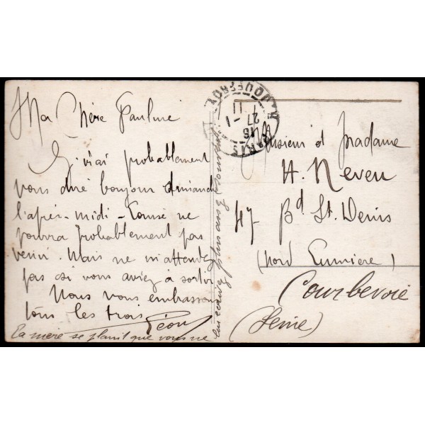 1911 TARİHLİ - FRANSIZ PULLU - KADIN TEMALI KARTPOSTAL (Yüksek kondisyonda)