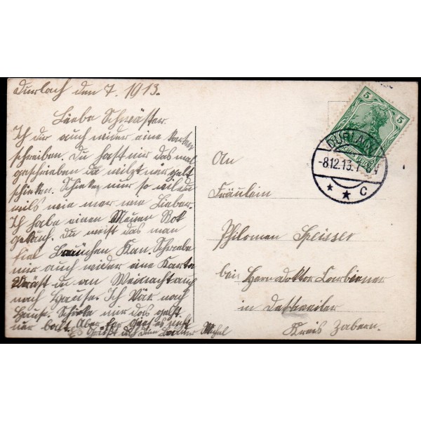 1913 TARİHLİ - ALMAN PULLU - KADIN TEMALI KARTPOSTAL (Yüksek kondisyonda)..